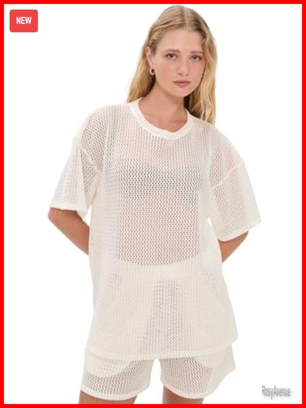 Ripley Rader Fishnet Big Shirt Lightweight Stretch Crochet Relaxed T-Shirt